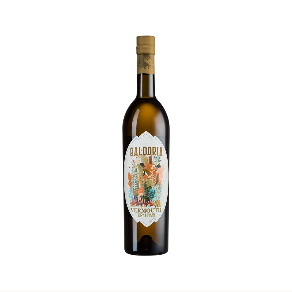 Bottle of Baldoria Dry Umami Vermouth.