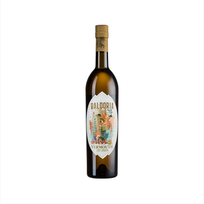 Bottle of Baldoria Dry Umami Vermouth.