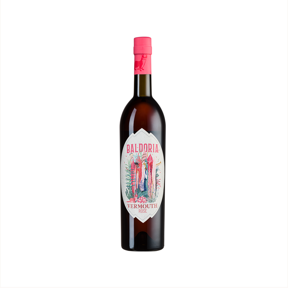 Bottle of Baldoria Rosé Vermouth.