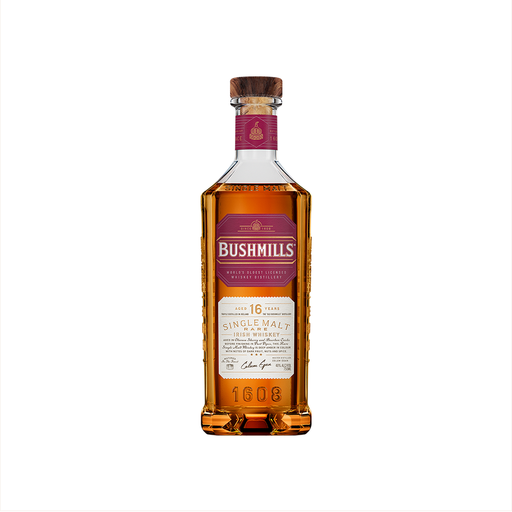 Bottle of Bushmills 16 Year Single Malt Irish Whiskey.