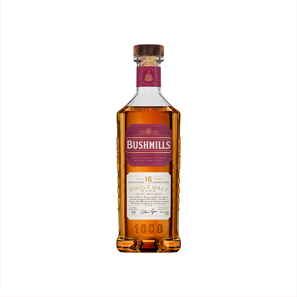 Bottle of Bushmills 16 Year Single Malt Irish Whiskey.