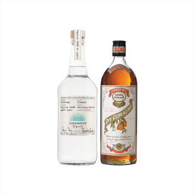 Bottles of Casamigos Blanco Tequila and Pierre Ferrand Dry Curacao. product image