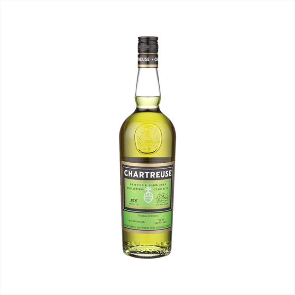 Bottle of Chartreuse Green Liqueur.