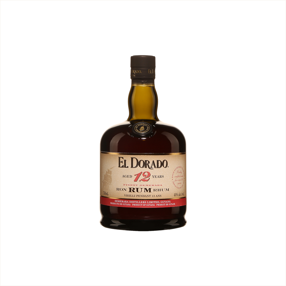 Bottle of El Dorado 12 Year Old Rum.