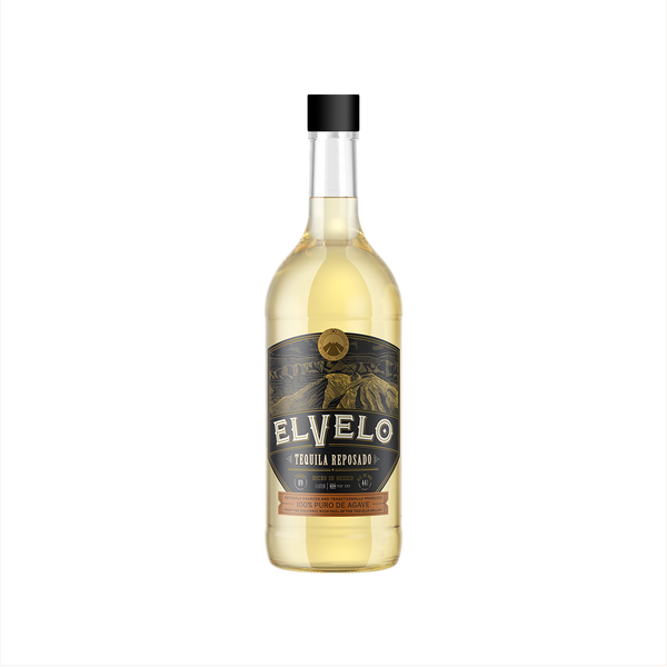 Bottle of ElVelo Reposado Tequila.