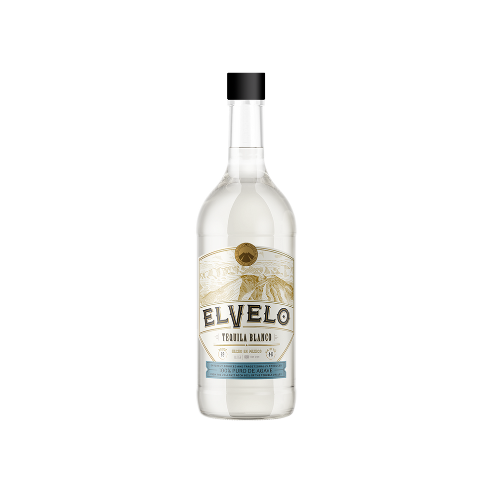 Bottle of ElVelo Tequila Blanco.