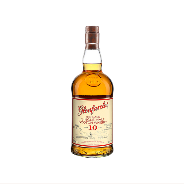 Bottle of Glenfarclas 10 Year Old Single Malt Scotch Whisky.