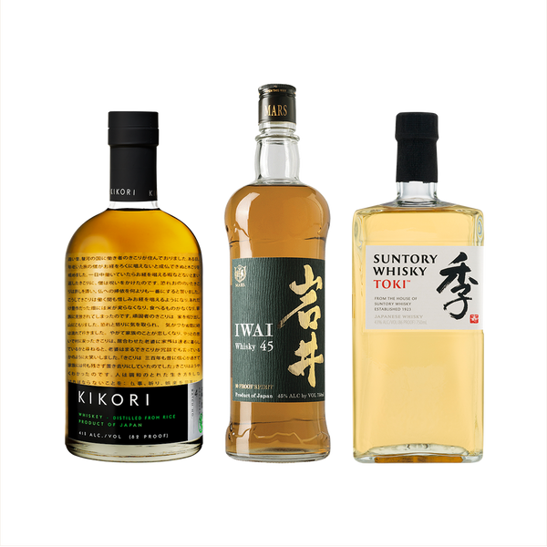 Daijoubu Set: Suntory Toki Japanese Whisky + Kikori Japanese Rice Whiskey +  Mars Shinshu Iwai 45 Japanese Blended Whisky