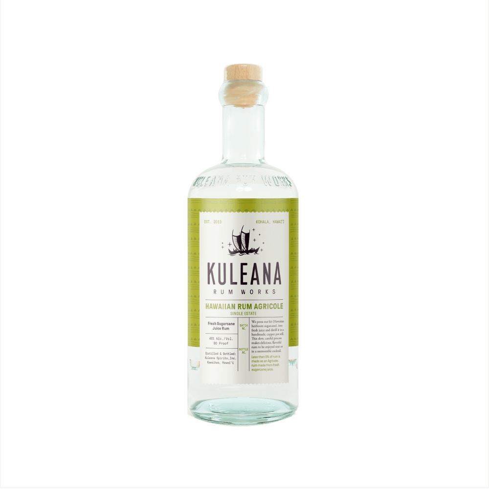 Bottle of Kuleana Hawaiian Rum Agricole.