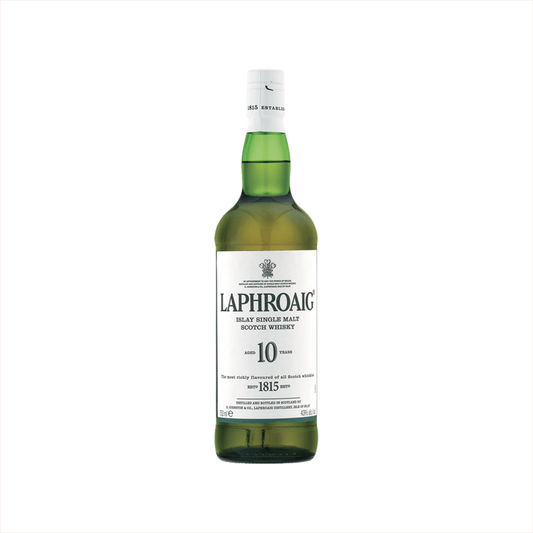 Bottle of Laphroaig 10 Year Single Malt Scotch Whisky.