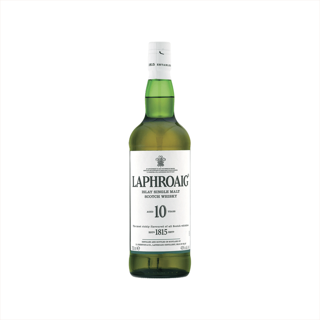Bottle of Laphroaig 10 Year Single Malt Scotch Whisky.