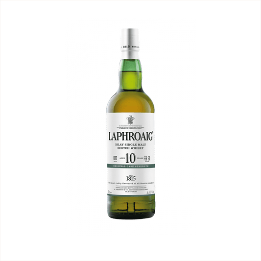 Bottle of Laphroaig 10 Year Cask Strength Single Malt Scotch