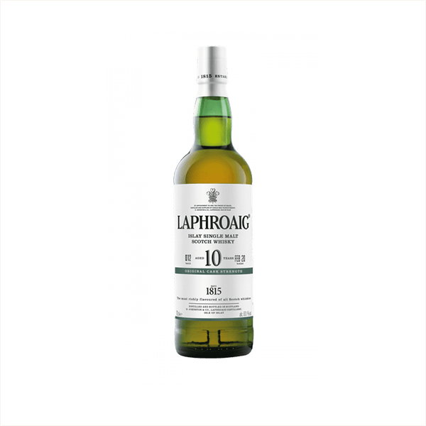 Bottle of Laphroaig 10 Year Cask Strength Single Malt Scotch