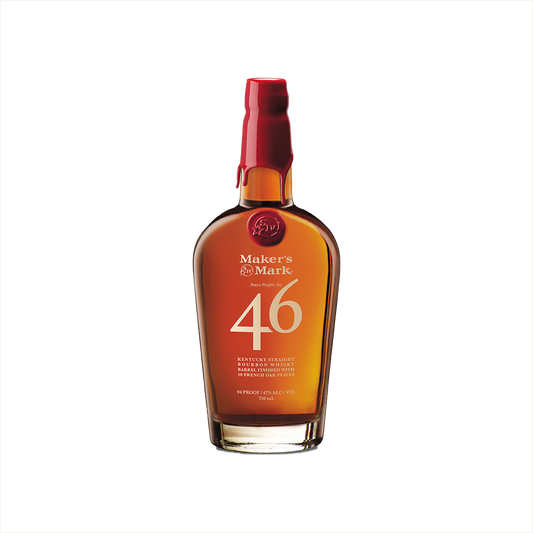 Bottle of Maker's Mark 46 Bourbon.