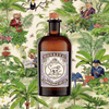 Bottle of Monkey 47 Schwarzwald Dry Gin over backdrop of quirky monkey characters and plants