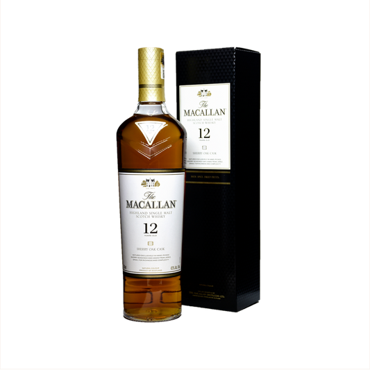 Bottle of Macallan 12 Year Old Sherry Cask Single Malt Scotch Whisky and accompanying box