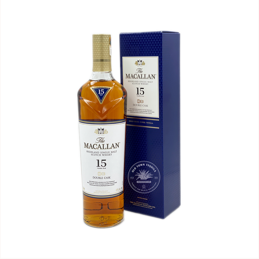 Bottle of Macallan 15 Year Old Double Cask Single Malt Scotch Whisky.