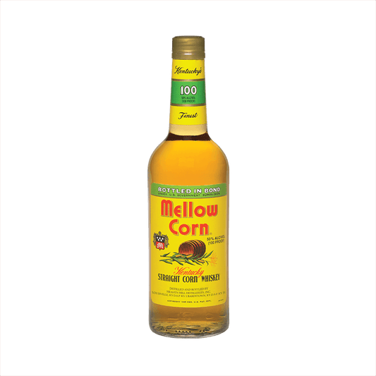 Bottle of Mellow Corn Straight Corn Whiskey.