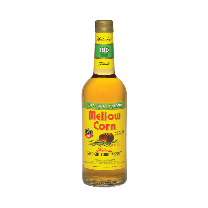 Bottle of Mellow Corn Straight Corn Whiskey.