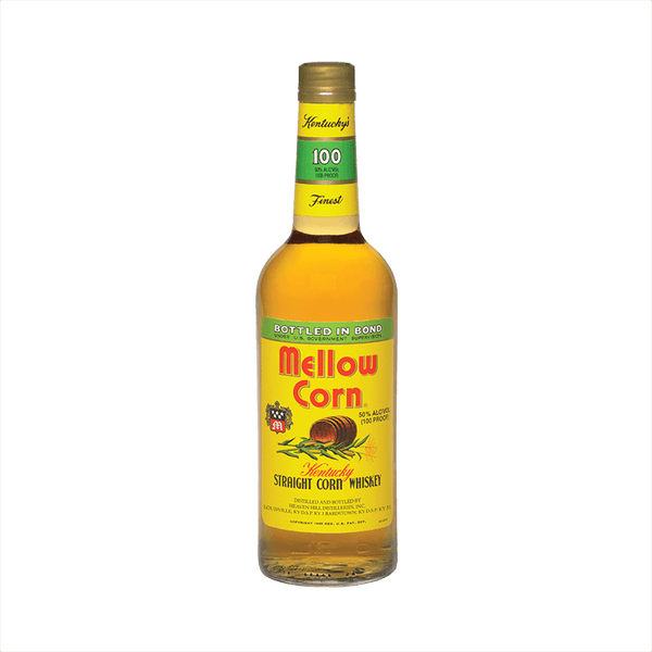 Bottle of Mellow Corn Straight Corn Whiskey.