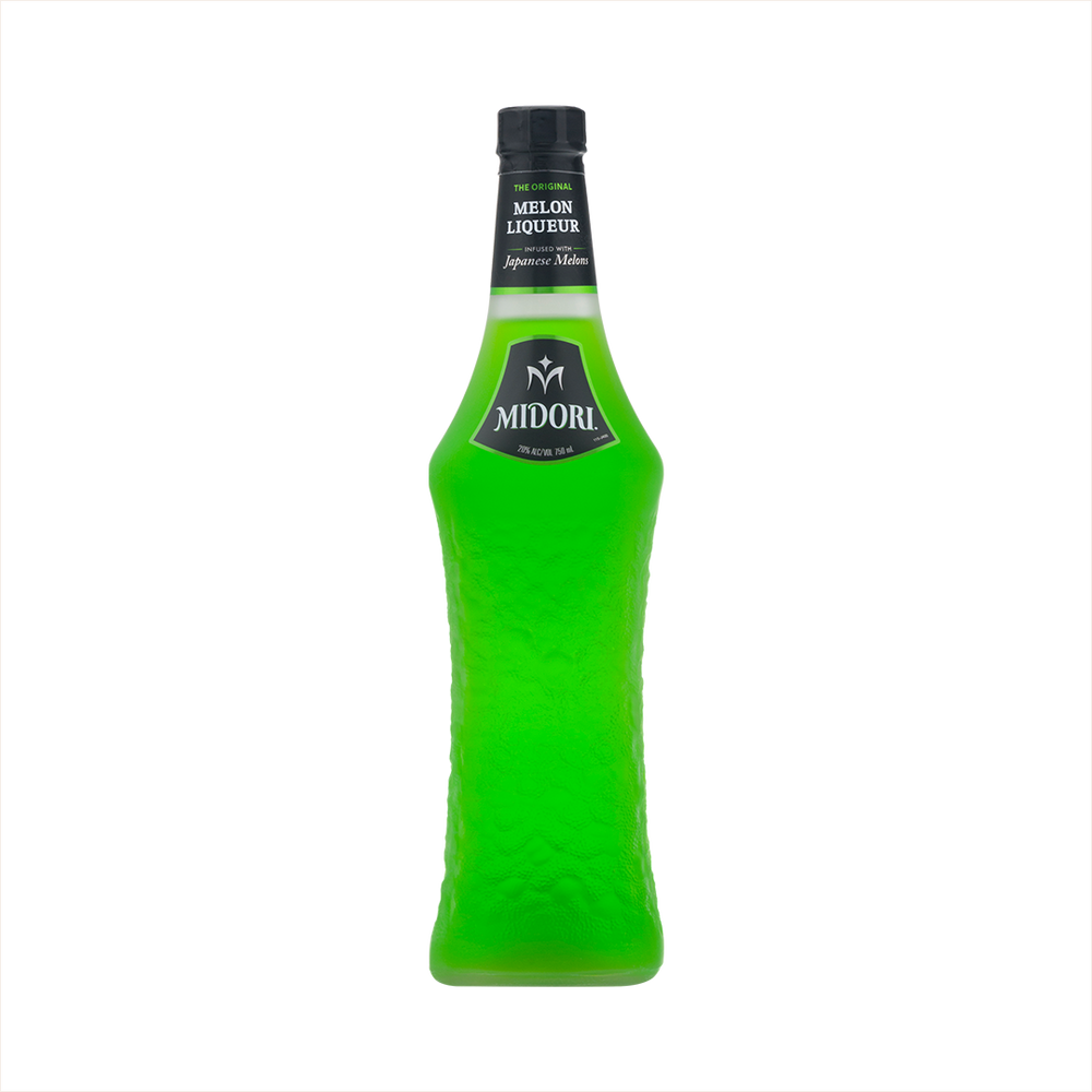 Bottle of MIDORI Melon Liqueur.