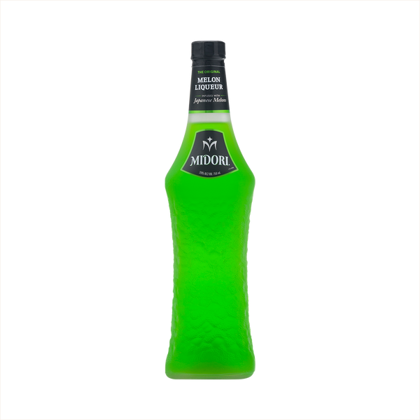 Bottle of MIDORI Melon Liqueur.