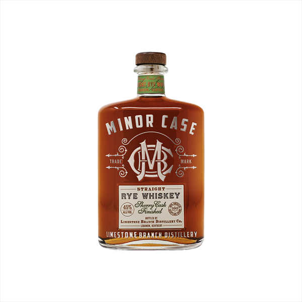 Bottle of Minor Case Straight Rye Whiskey.