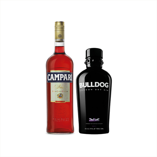 Bottle of Campari + Bulldog Gin