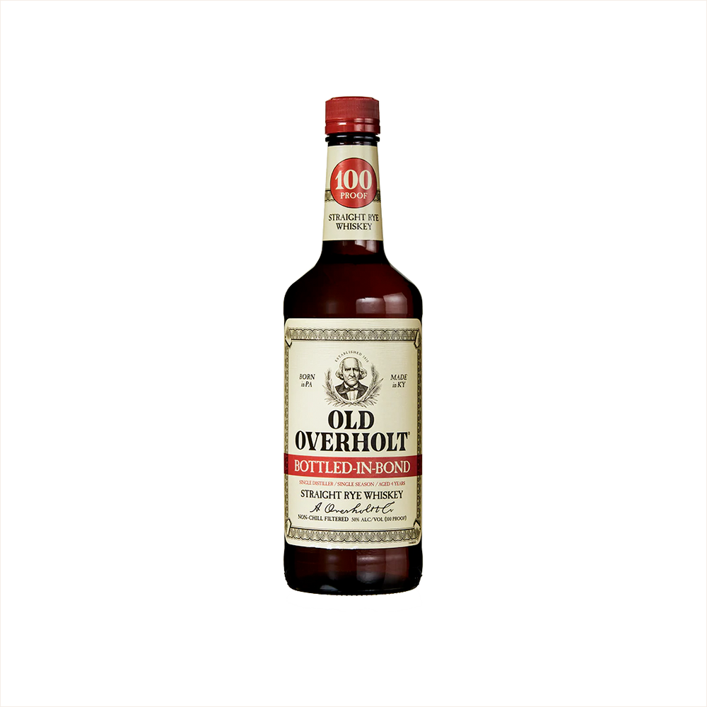 750ml bottle of Old Overholt Bonded Straight Rye Whiskey.