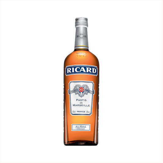 Bottle of Ricard Pastis de Marseille Aperitif.