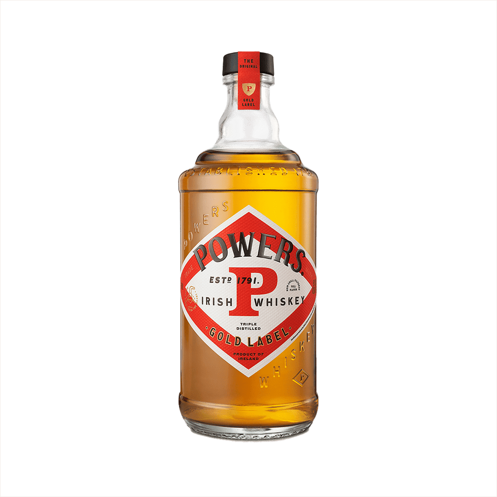 Bottle of Powers Gold Label Irish Whiskey.