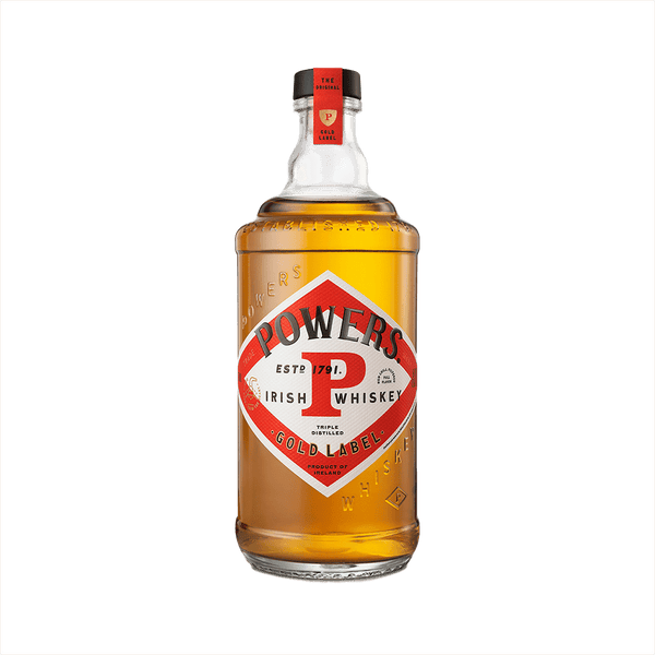 Bottle of Powers Gold Label Irish Whiskey.
