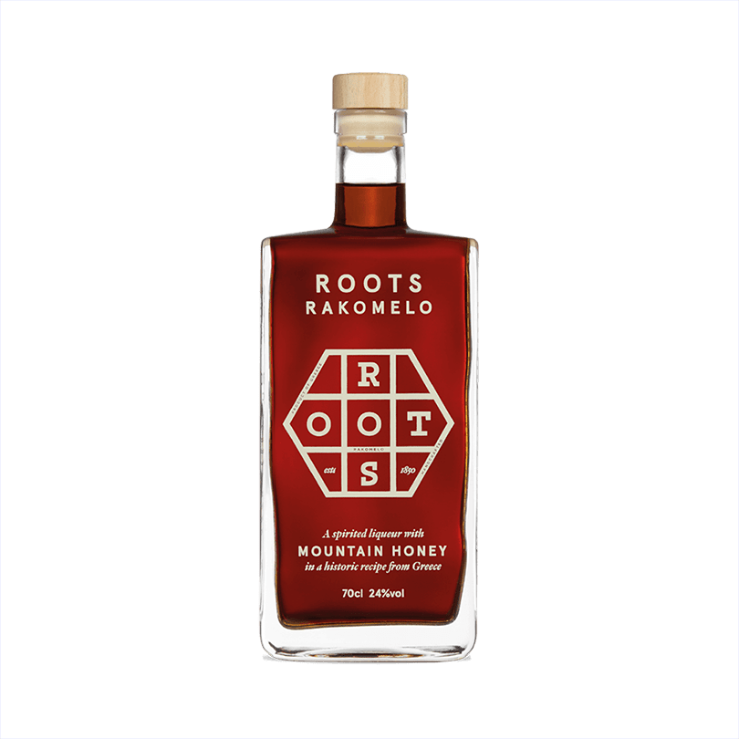 Bottle of Roots Rakomelo Sweet Liqueur.