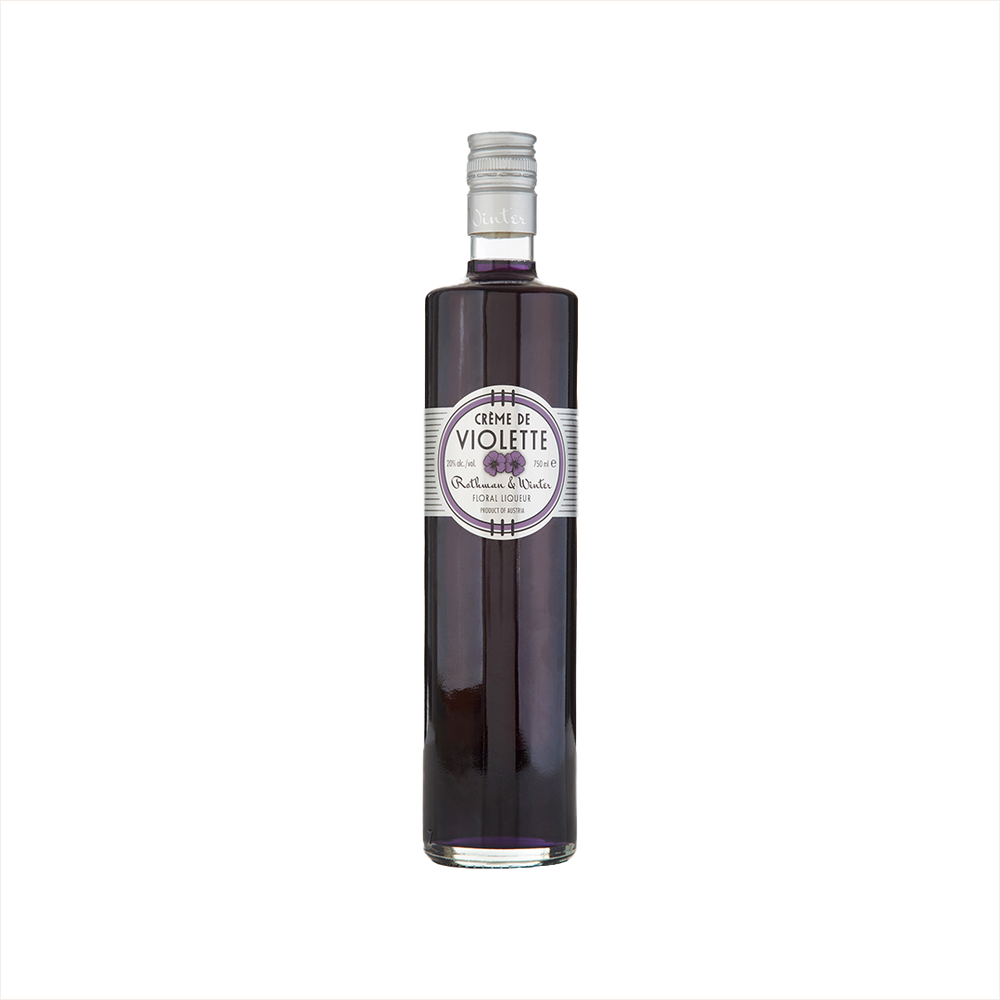 Bottle of Rothman & Winter Crème De Violette Liqueur.