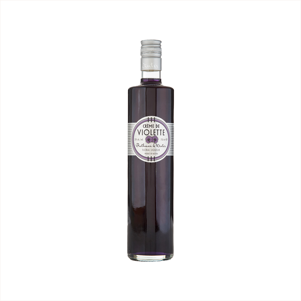Bottle of Rothman & Winter Crème De Violette Liqueur.