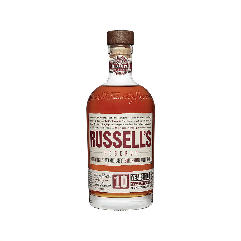 750ml bottle of Russell's Reserve 10 Year Bourbon.
