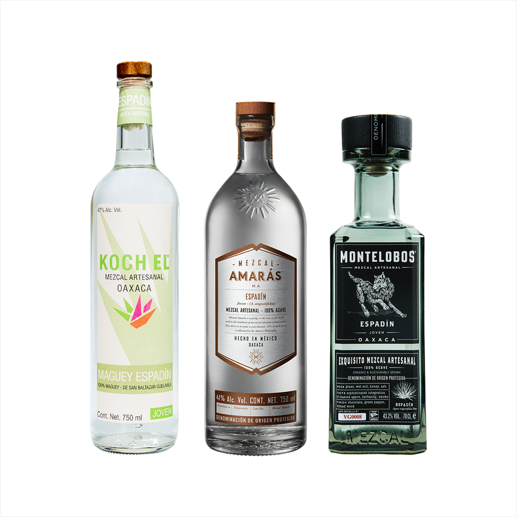Bottles of Mezcal; Koch Espadin + Montelobos + Amaras.