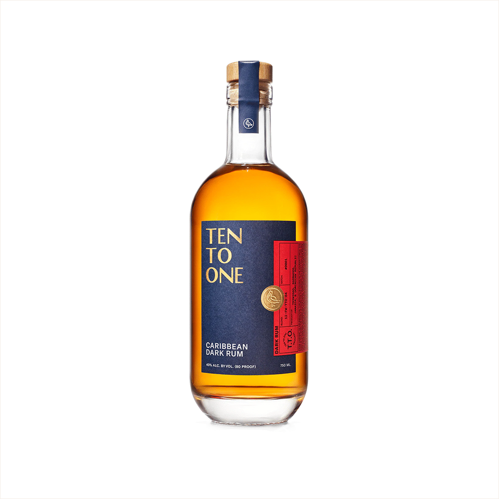 750ml bottle of Ten to One Caribbean Dark Rum.