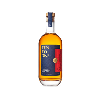 750ml bottle of Ten to One Caribbean Dark Rum.
