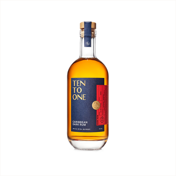 750ml bottle of Ten to One Caribbean Dark Rum.