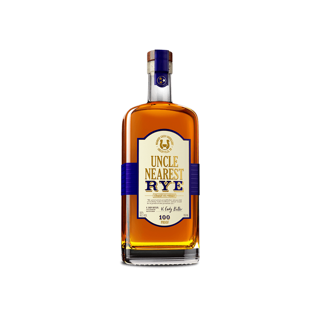 Bottle of Uncle Nearest Straight Rye Whiskey.